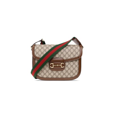 GUCCI HORSEBIT 1955 CANVAS WITH LEATHER SHOULDER BAG 700457HUHHG8565 (30*21*7.5cm)
